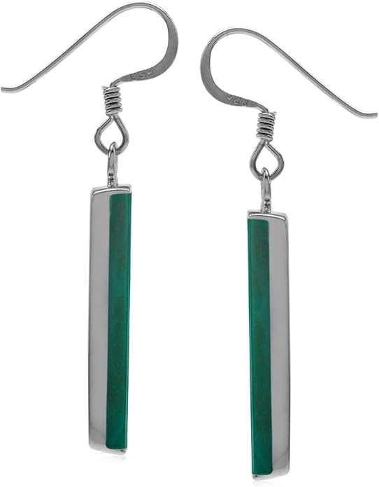 Silvershake Mondern Long Bar linear 925 Sterling Silver Dangle Hook Earrings