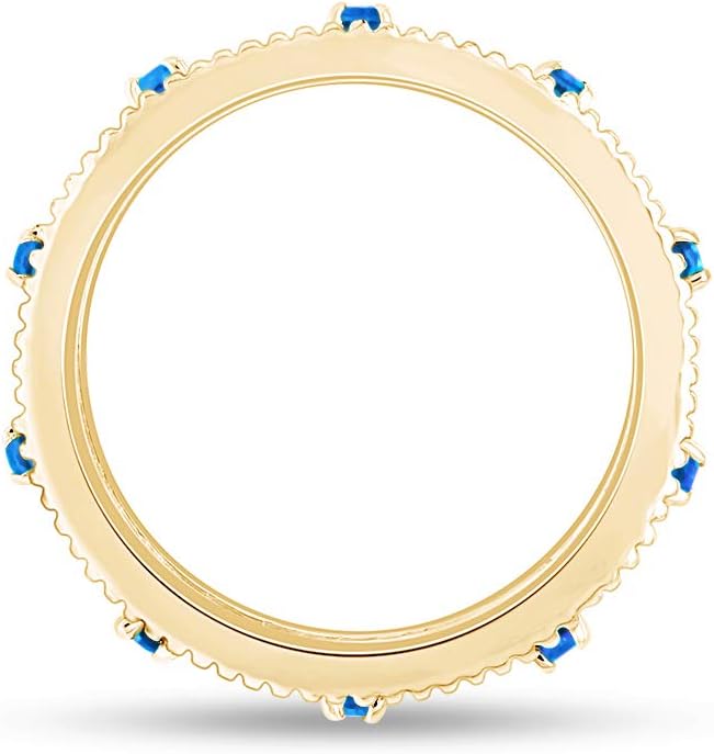 Jewel Zone US Filigree Eternity Wedding Band Ring for Women, Round Cut Simulated Gemstone Stackable Promise Ring in 14K Gold Plated 925 Sterling Silver Band Width 3.5mm – Elegant Jewelry for Her