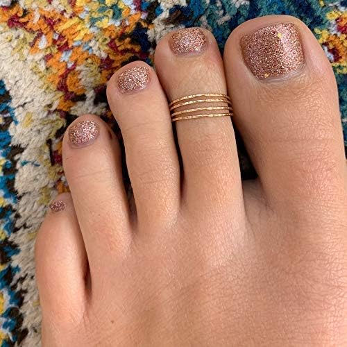 14K Gold Fill Four Strand Toe Ring | Comfort Fit Adjustable for Toes | One Size Fits All | Real Gold Toe Rings for Women