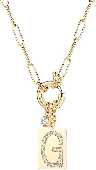 Mint & Lily Gold Initial Necklace for Women – 18K Gold Plated 24” Paperclip Chain with Sparkling Letter Pendant