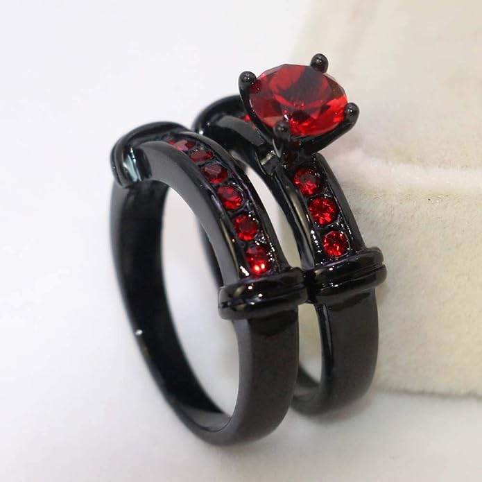 3pcs Matching Rings His and Hers Ring Couple Rings Pruple Cz Womens Wedding Ring Sets Wedding Bands