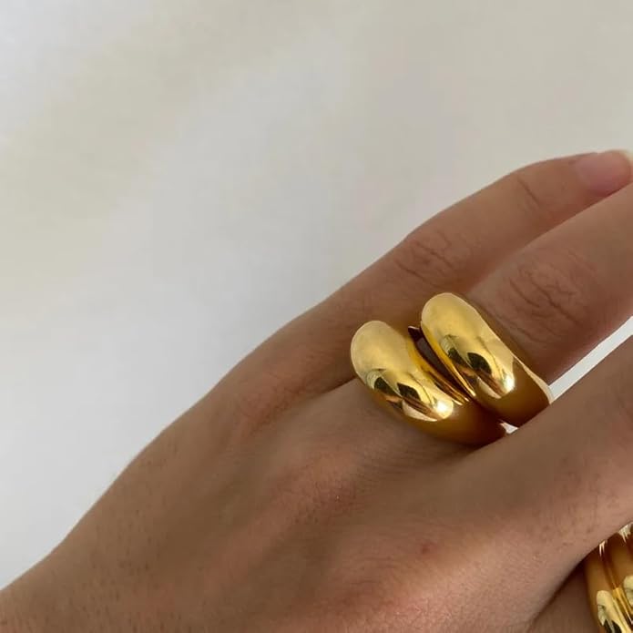 Pierced Owl 304 Stainless Steel Dome Chunky Statement Ring