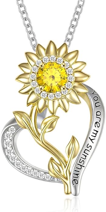 Anniversary Birthday Gifts for Women - Heart Birthstone Necklace: 925 Sterling Silver Rose/White/Yellow Gold Pendant Necklaces Gold Jewelry Gift for Wife Girlfriend Mom Daughter Grandma