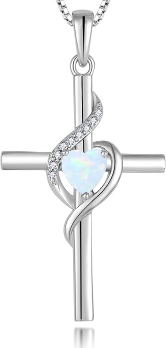 Cross Necklace 925 Sterling Silver Infinity Pendant Heart Birthstone Anniversary Jewelry for Women