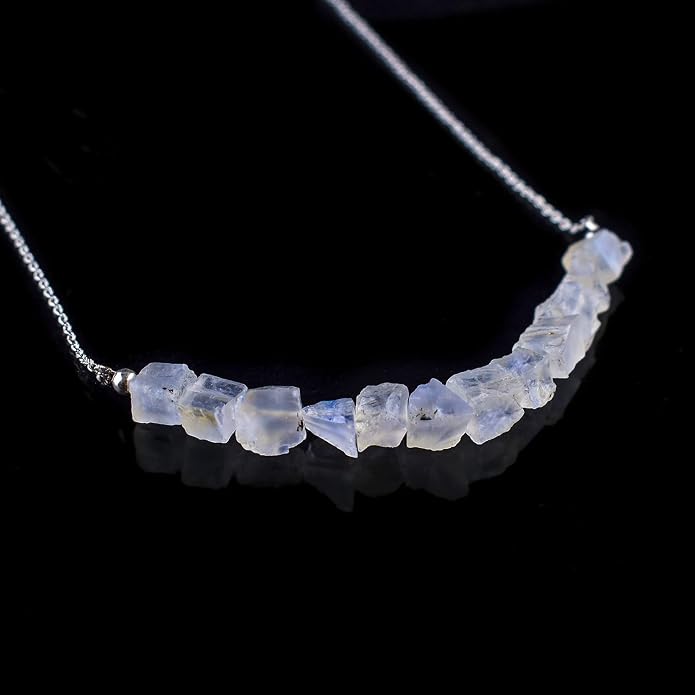 Natural Gemstone Dainty Pendant Necklace for Women Handmade Crystal Jewelry 925 Sterling Silver 18 Inch Chain Healing Chakra Christmas Birthday Gift for Her