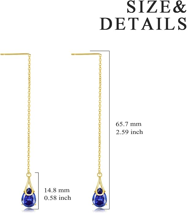 POPLYKE Sterling Silver CZ Threader Earrings Teardrop Chain Tassel Dangling Earrings for Women Dangling Jewelry