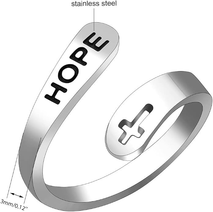 Uloveido Adjustable Inspirational Flying Dandelion Double Stainless Steel Freedom Ring Bands Cool Stacking Gift for Women, Engraving Rings Motivational Gift Y2004
