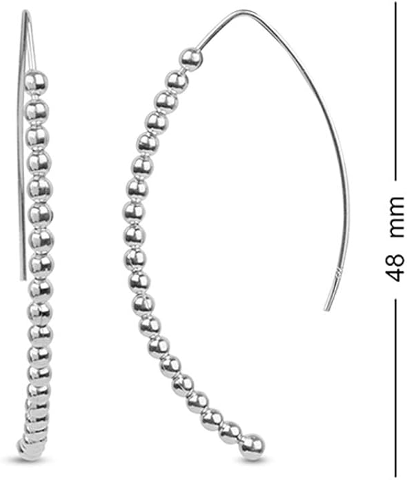 LeCalla 925 Sterling Silver Threader Earrings for Women | Handmade Wire Boho Hoops & Drop Earrings in Spiral, Heart, Bar Designs | Lightweight Pull Through Earring Jewelry Gift for Birthday, Anniversary