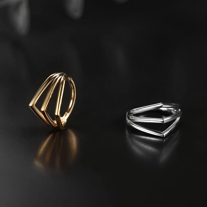 316L Surgical Steel Septum Clicker Ring Nose Ring Hoop Sleeper Hoop Earring Helix Rook Conch Cartilage Daith Tragus Earrings Lobe Nose Piercing Jewelry for Women