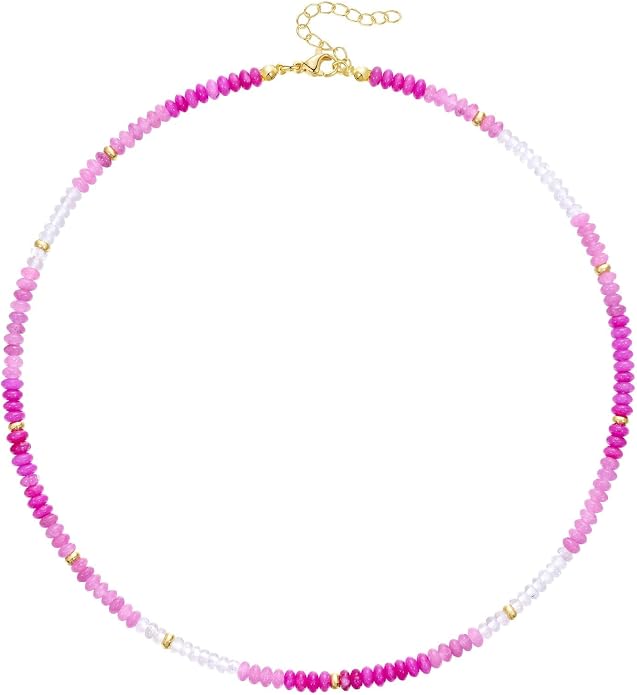 KELORIS PATH Beaded Necklace for Women, Colorful Gemstone Boho Bead Choker for Beach, Trendy Summer Natural Stone Jewelry Gifts