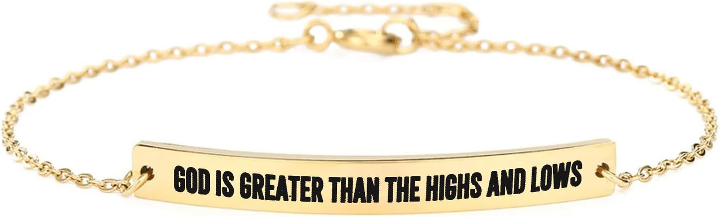 Dont Let The Hard Days Win Bracelet - Gold Hard Day Motivational Bangle Stainless Steel Engraved Words, Inspirational Chain Jewelry Gifts for Women Friend