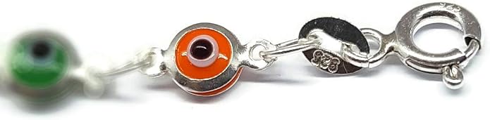 MYSTIC JEWELS By Dalia - Silver Lucky Tiny Evil Eye Bracelet - 7"