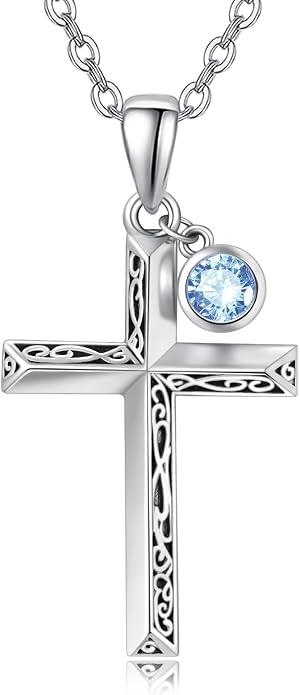 PRAYMOS Cross Necklace for Women Men, 925 Sterling Silver Simple Dainty Cross Necklace, Christian Religious Jewelry, Mothers Day Fathers Day Anniversary Birthday Gift