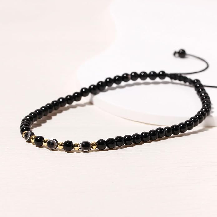 Evil Eye Ankle Bracelets for Women Beads Anklets Beach Accessiory Gemstone Healing Crystal Adjustable