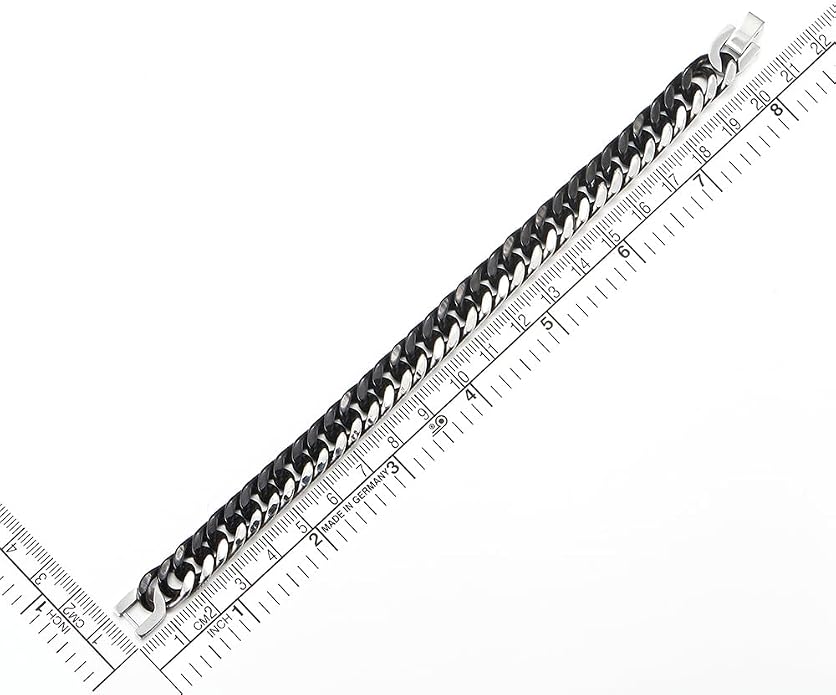 COOLSTEELANDBEYOND Mens Stainless Steel Two-tone Curb Chain Bangle Bracelet, Satin Finish
