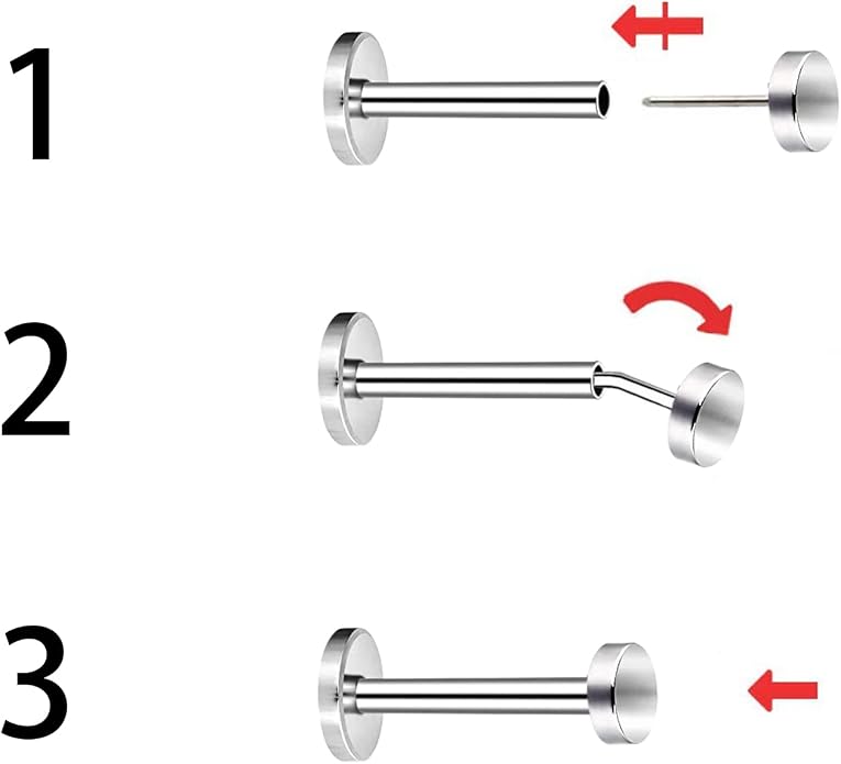 3pcs G23 Titanium 20G/18G/16G 6mm/8mm/10mm/12mm Press Fit Threadless Push Pop 2.5mm 3mm 4mm Flat Top 4mm Flat Back Piercing Lip Stud Earring Labret Monroe Lip Ring Tragus Cartilage Earring Stud
