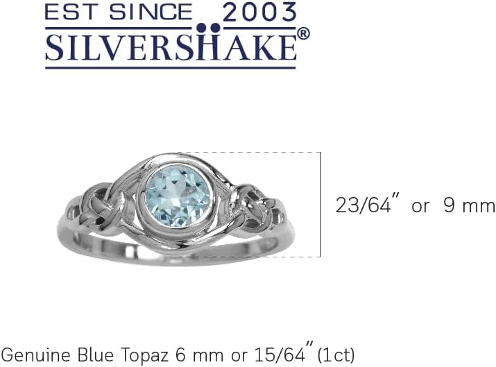 Silvershake Birthstone Gemstones White Gold Plated 925 Sterling Silver Irish Celtic Knot Engagement or Promise Solitaire Ring Jewelry for Women
