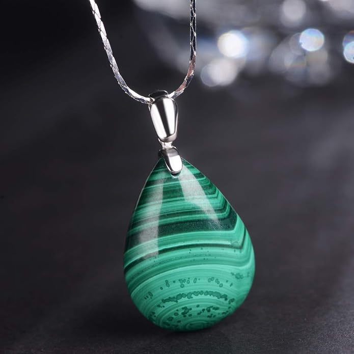 iSTONE 925 Sterling Silver Natural Crytral for Womens Pendant Necklace, Gemstone Birthstone with 17.8" Silver Chain Ladies