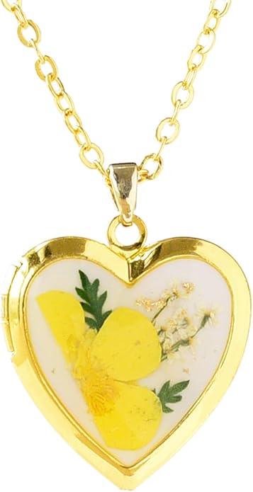 Heart Locket Necklace That Holds Pictures Pressed Flower Photo Locket Pendant Necklace for Girl Women Gift for Her