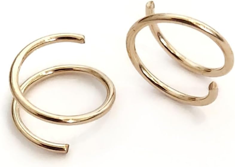 TINY Twist Huggie Hoop Earrings for Women, Gold or SIlver Double Hoop for Single Piercing, Dainty Everyday Earrings, Hypoallergenic Minimal Jewelry Gift for Her, 7mm