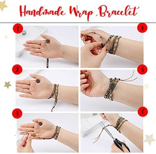 Women Wrap Bracelet Boho Natural Jasper Crystal Stone Beads Strand Bracelets