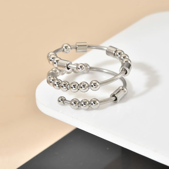 Morse Code Rings for Women, Stainless Steel Spinner Ring Fidget Rings for Anxiety Ring Morse Code Rings Inspirational Gifts Jewelry Women Birthday Graduation Gifts for Best Friends