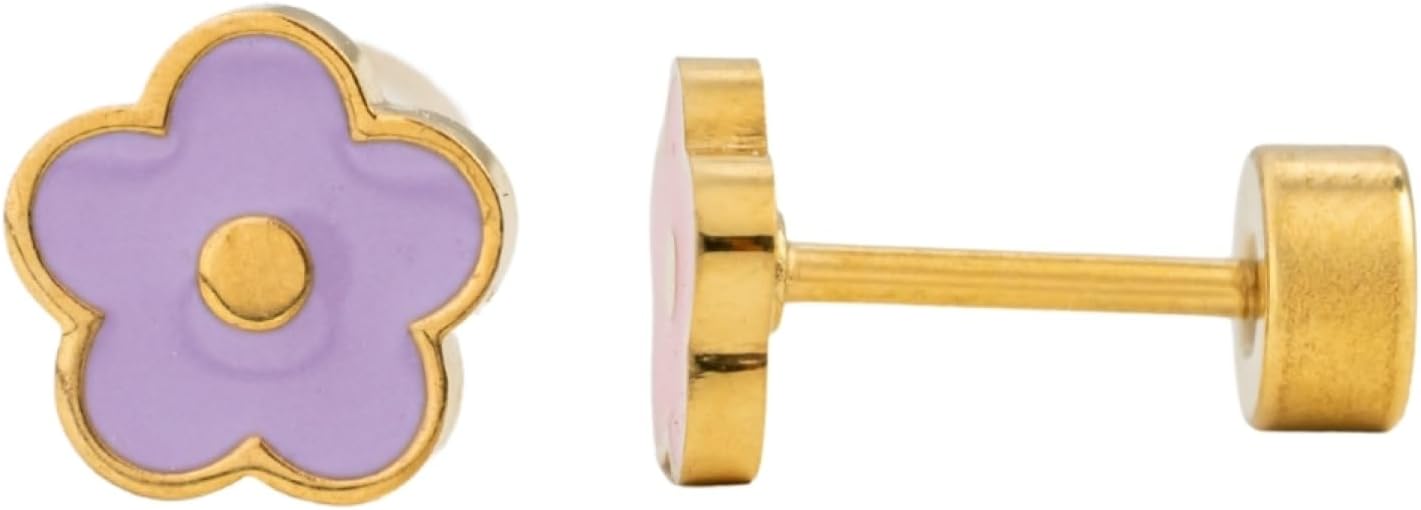 Colorful Stud Earrings - Gold, hypoallergenic, flat back earrings, all-day comfort for sensitive ears