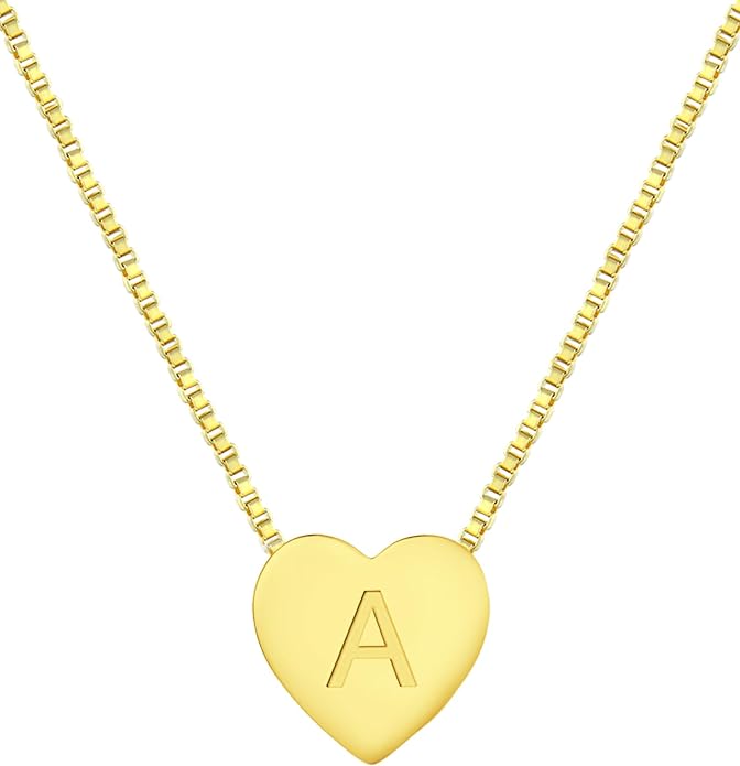 YL Initial Necklace 925 Sterling Silver Heart Letter Pendant A-Z Alphabet Cubic Zirconia Jewelry for Women