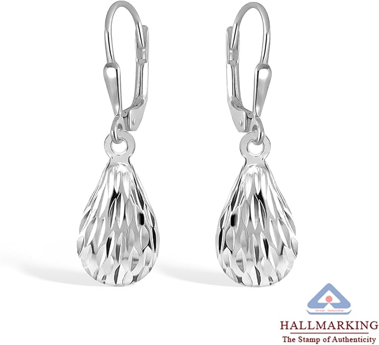 LeCalla 925 Sterling Silver Leverback Drop Earrings | Lightweight Italian Teardrop Dangle Earring for Women