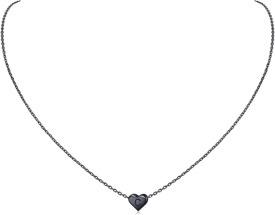 ChicSilver 925 Sterling Silver Heart Initial Necklaces for Women -Dainty Personalized Heart Pendant Letter Alphabet Necklace for Women
