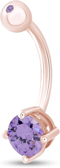 AFFY Round Shape Body Piercing Curved Barbells, Floating Navel Belly Piercing Button Premium Surgical Steel Ring in 14K Gold Over Sterling Silver