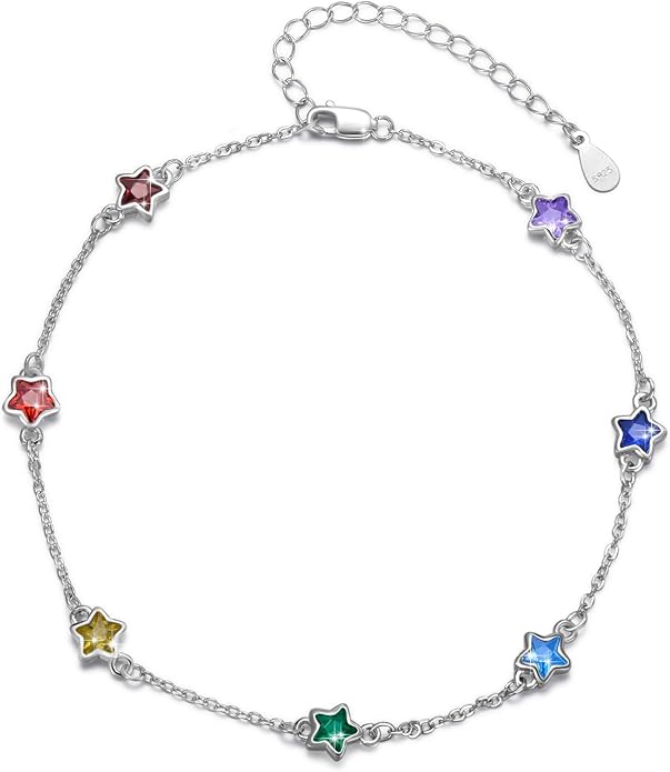 MEDWISE Sterling Silver Chakra Anklet 7 Chakra Beach Anklet Bracelet Link Chain Ankle Bracelet Gift for Women