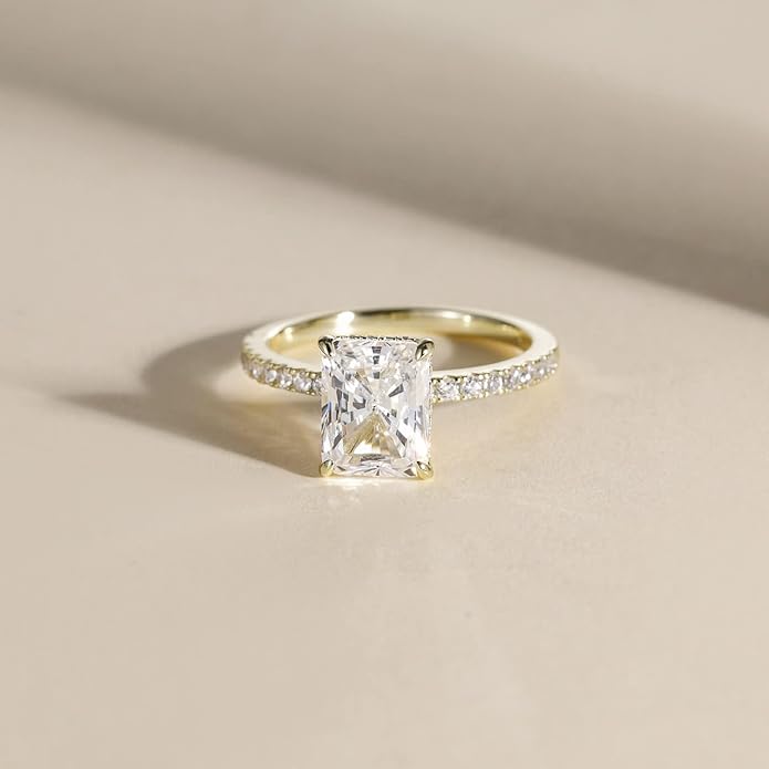 EAMTI 1/2/3/4CT 925 Sterling Silver Engagement Rings Radiant Cut Solitaire Cubic Zirconia CZ Wedding Promise Rings for Her Wedding Bands for Women Size 3-11