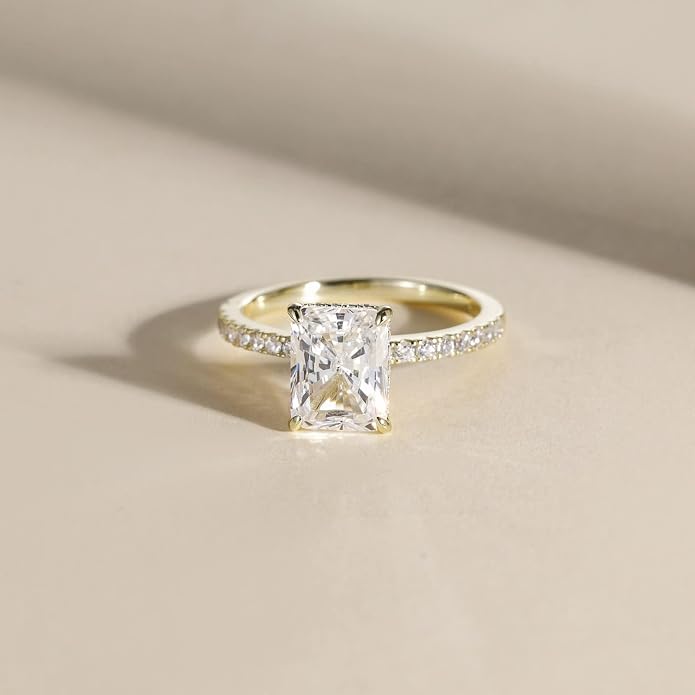 EAMTI 1/2/3/4CT 925 Sterling Silver Engagement Rings Radiant Cut Solitaire Cubic Zirconia CZ Wedding Promise Rings for Her Wedding Bands for Women Size 3-11