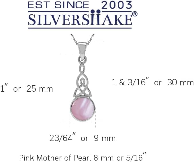 Silvershake 8MM Round Shape Gemstone White Gold Plated or Yellow Gold Plated 925 Sterling Silver Triquetra Celtic Knot Pendant or Pendant with 18 Inches Chain Necklace Jewelry for Women