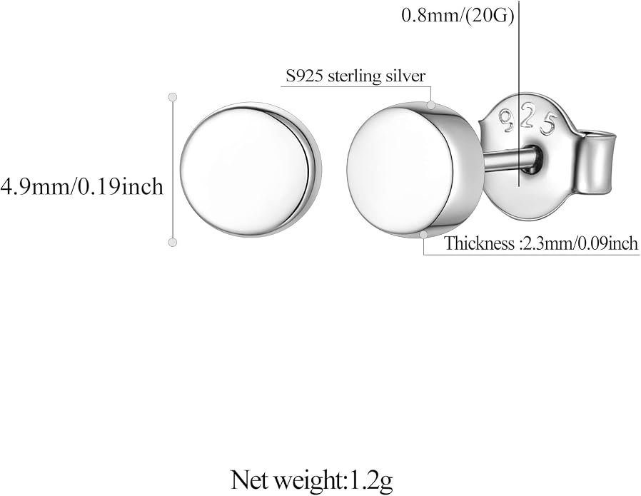 FindChic Hypoallergenic Sterling Silver Small Bar/Heart/Dot/Triangle/Butterfly/Lightning Studs Earrings Minimalist Geometric Jewelry Valentine Gifts for Women Men Girls, with Gift Box