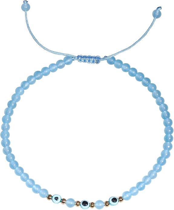 Evil Eye Ankle Bracelets for Women Beads Anklets Beach Accessiory Gemstone Healing Crystal Adjustable