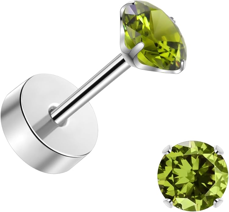 Titanium Earrings for Women Stud Earrings Cubic Zirconia Dainty Screw Flat Back Hypoallergenic Earrings for Women for Multiple Cartilage Helix Conch Tragus Piercing Jewelry for Sensitive Ears