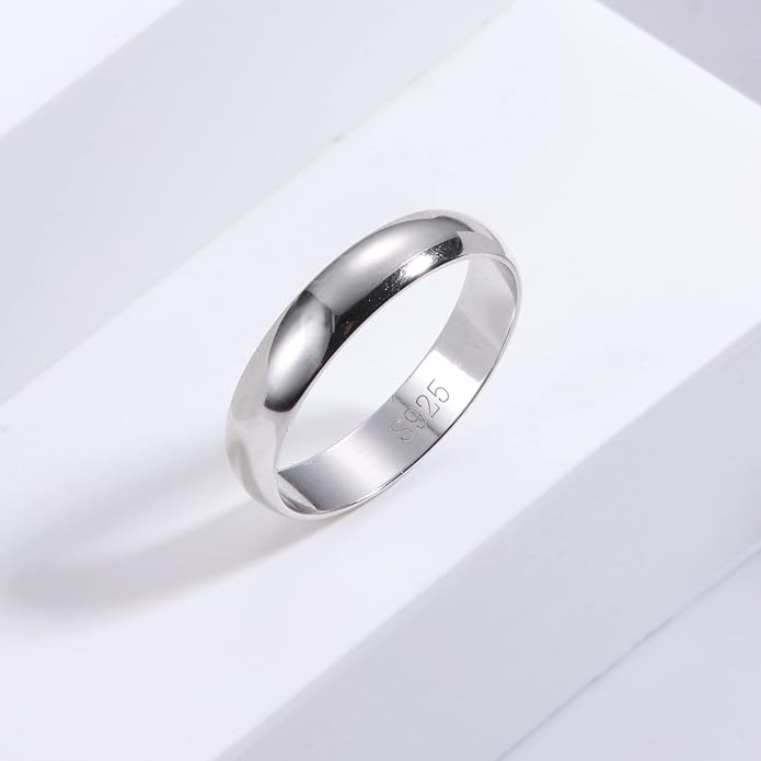 MILACOLATO 925 Sterling Silver Ring for Women Men High Polished Plain Stackable Thumb Rings Tarnish Resistant Wedding Band Ring Comfort Fit Size 4 to 12, 1mm 2mm 3mm 4mm 5mm 6mm