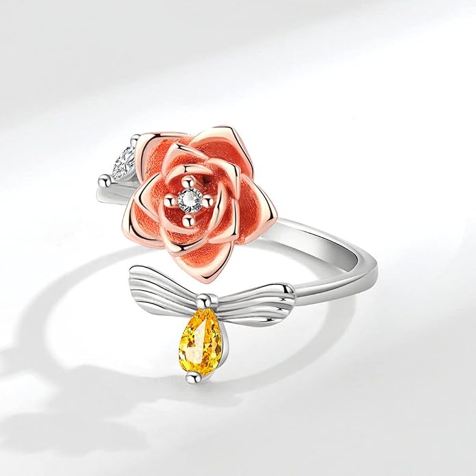 Fidget Ring Anxiety Spinner Ring Open Adjustable Sunflower Star Moon Windmill Butterfly Rings Daisy Stress Relieving Fidget Women Cubic Zirconia Anti Stress Mood Rotate Inspirations Jewelry