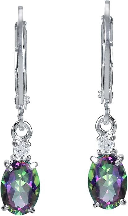 Silvershake White Gold Plated 925 Sterling Silver Leverback Earrings