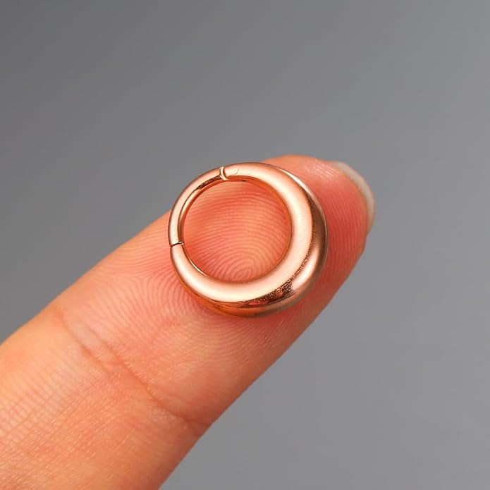 MOQIKAKA16G 8mm Septum Rings - Stainless Steel Segment Nose Rings for Women Men - Hinged Segment Nose Helix Cartilage Clicker Hoop Earrings for Daith Rook Tragus Piercing
