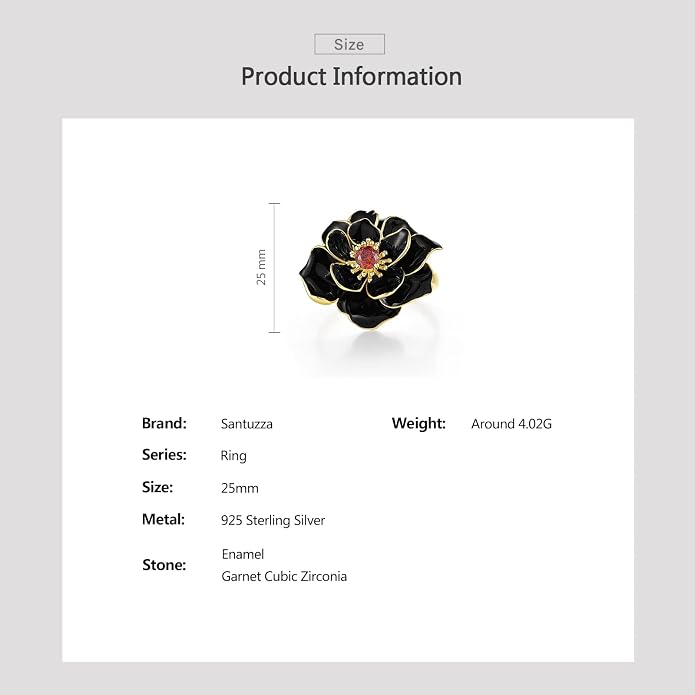 Santuzza 925 Sterling Silver Enamel Flower Statement Ring for Women