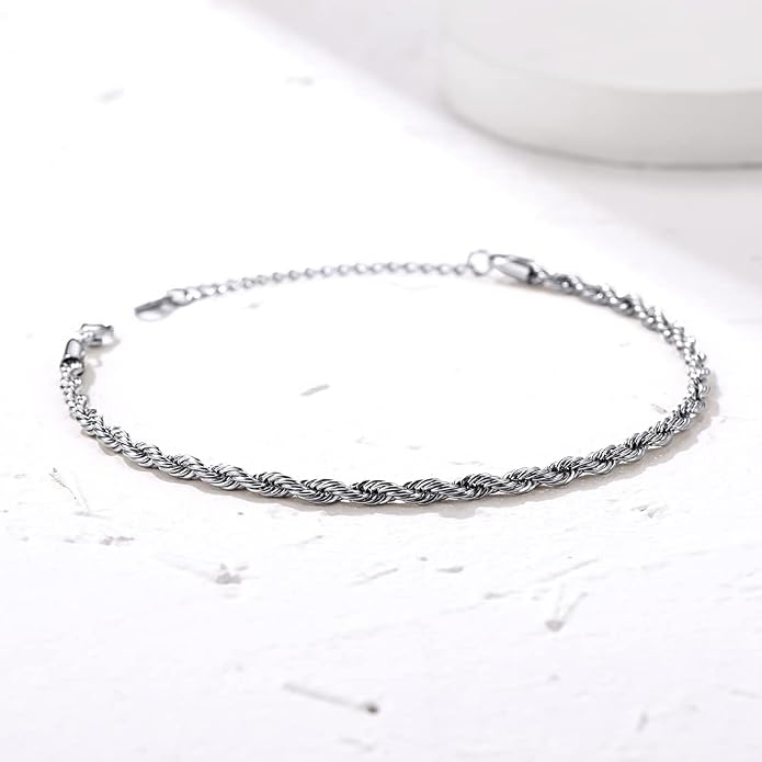 GoldChic Adjustbale Link Chain Anklet for Women Summer Jewelry, 316L Stainless Steel Figaro/Wheat/Twist Rope/Cuban Foot Bracelet-Waterproof, Resizable 9"-12" (Gift Box Included)