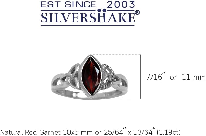 Silvershake Genuine Gemstone 925 Sterling Silver Triquetra Celtic Knot Solitaire Ring