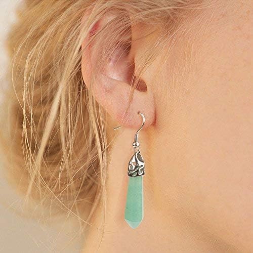Real Natural Quartz Stone Healing Point Crystal Chakra Dangle Earrings Valentine's day Mother's day Gift