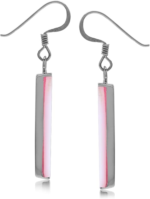 Silvershake Mondern Long Bar linear 925 Sterling Silver Dangle Hook Earrings