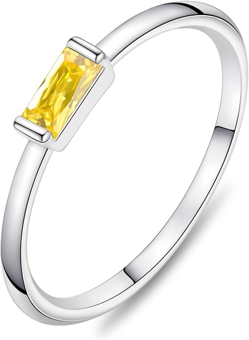KOHOTA Silver Birthstone Rings for Women Dainty Stackable Engagement Wedding Promise Rings Non Tarnish CZ Emerald Green Gemstone Ring Mothers Birthday Gift Size 6-10