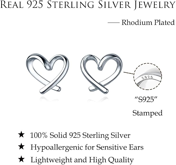 Reffeer Solid 925 Sterling Silver Love Heart Clip On Earrings Ear Cuffs for Women Teens Heart Wrap Earrings No Piercing
