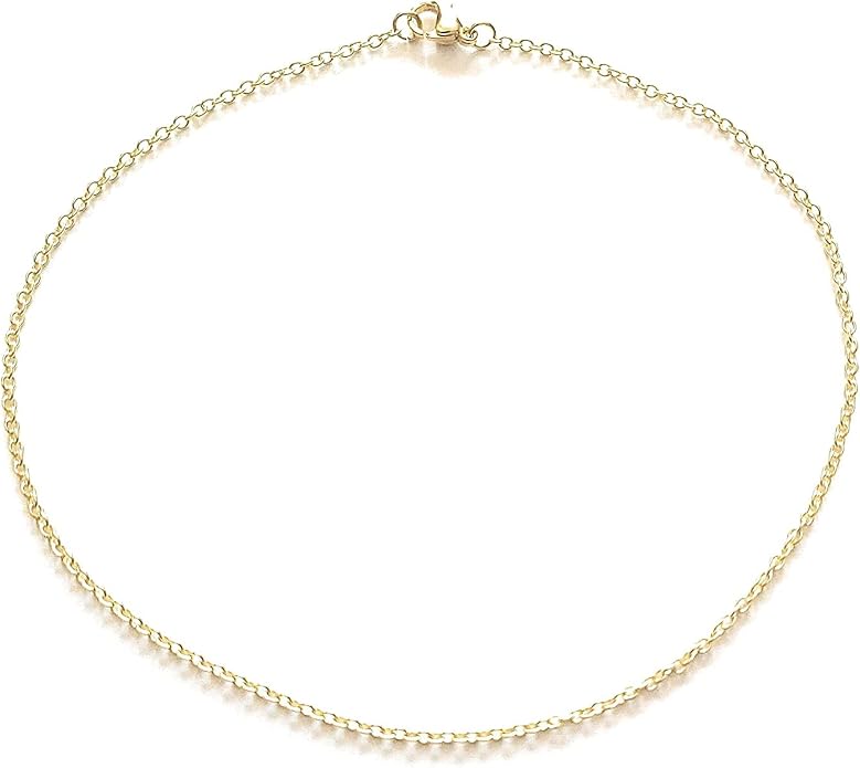 10 Inch Minimalist Anklet Plated Gold Fine Link Stainless Steel Chain Stylish Cable Style Ankle Bracelet Gift Boxed